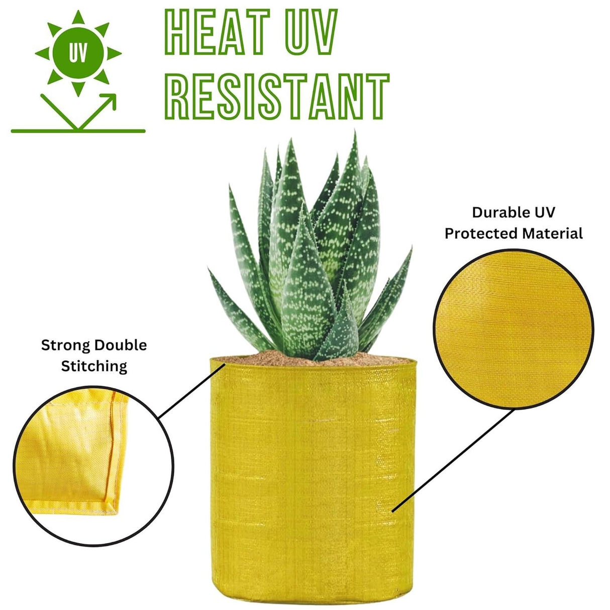 Combo Pack of 5 SINGHAL HDPE UV-Protected Yellow Round Grow Bags (24x24 Inch) – Perfect for Terrace and Vegetable Gardening - Singhal Mart