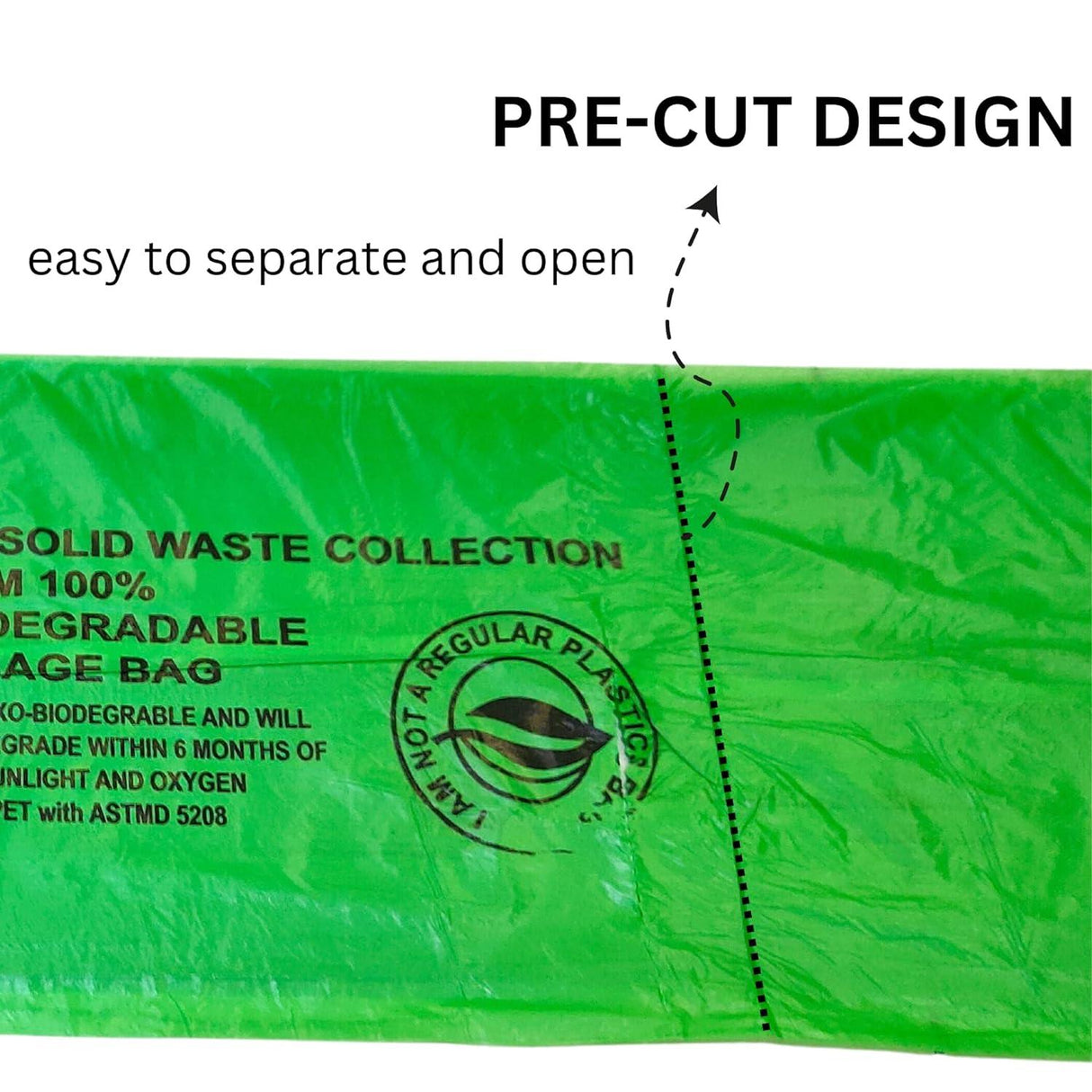 Compostable Garbage Bags 17x19 Inches, Small Size | 90 Bags (3 Rolls) Green Trash Bags with Easy Tie-Tapes for Dustbins - Singhal Mart