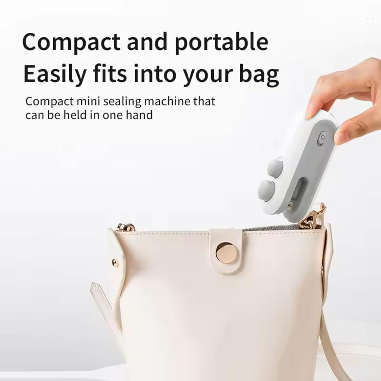 Discover the Portable Mini Sealing Machine: a handheld food sealer for snacks and chips, featuring a rechargeable Type-C for convenience - Singhal Mart