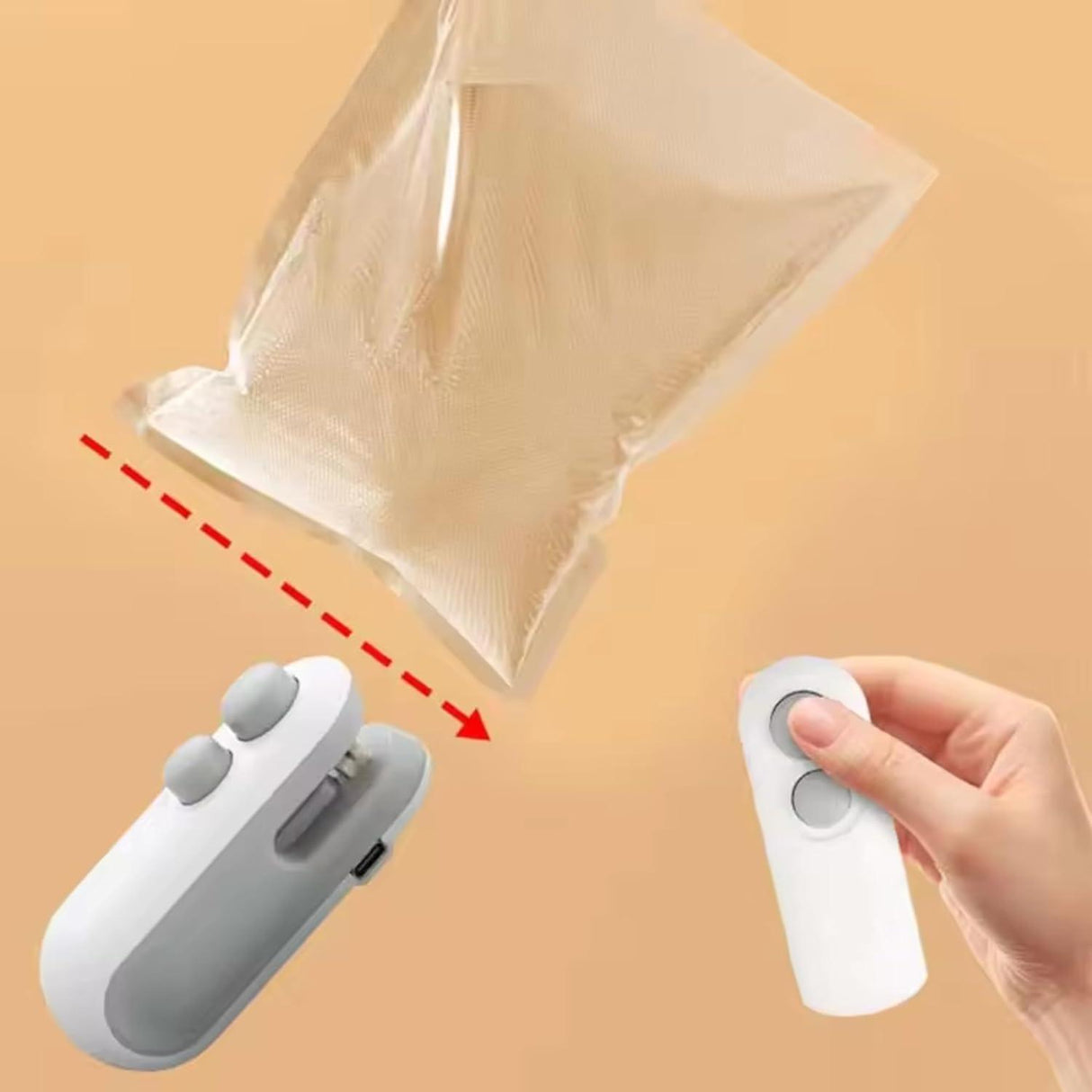 Discover the Portable Mini Sealing Machine: a handheld food sealer for snacks and chips, featuring a rechargeable Type-C for convenience - Singhal Mart