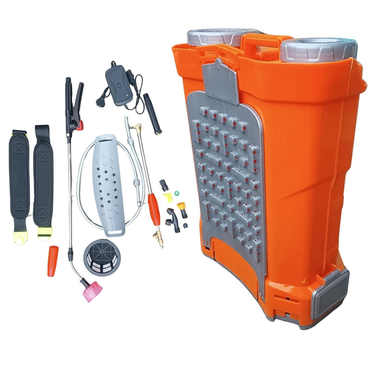 Double Motor Agriculture Sprayer Pump | 20L Tank, Battery Operated Backpack Sprayer with 12V 12Ah Battery for Automatic Use - Singhal Mart