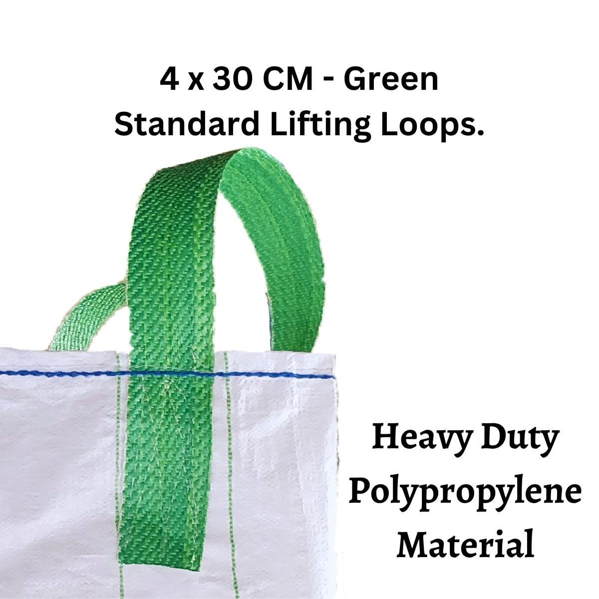 FIBC Jumbo Bulk Bag Heavy Duty 80x80x80 CM with 4x30 CM Green Loop Hook Woven Polypropylene - Singhal Mart