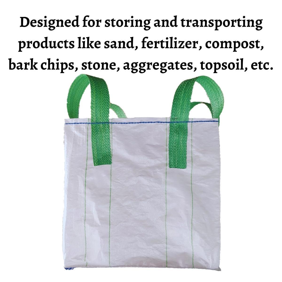 FIBC Jumbo Bulk Bag Heavy Duty 80x80x80 CM with 4x30 CM Green Loop Hook Woven Polypropylene - Singhal Mart