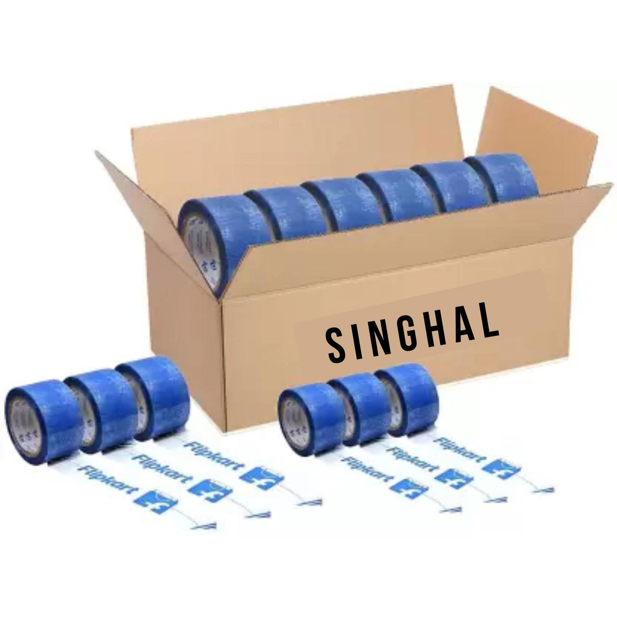 Flipkart Branded Packaging Tape, 5 cm x 65 meters | E-Commerce Printed Tape | Pack of 12 Rolls - Singhal Mart