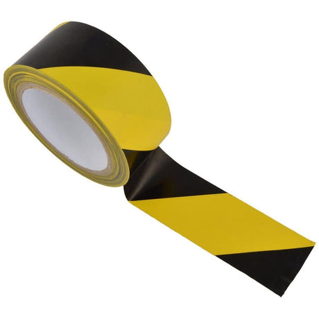 Floor Adhesive Marking Tape, 2 Inch Wide x 20 Meters Long | Black and Yellow Stripes for Safety and Organization - Singhal Mart