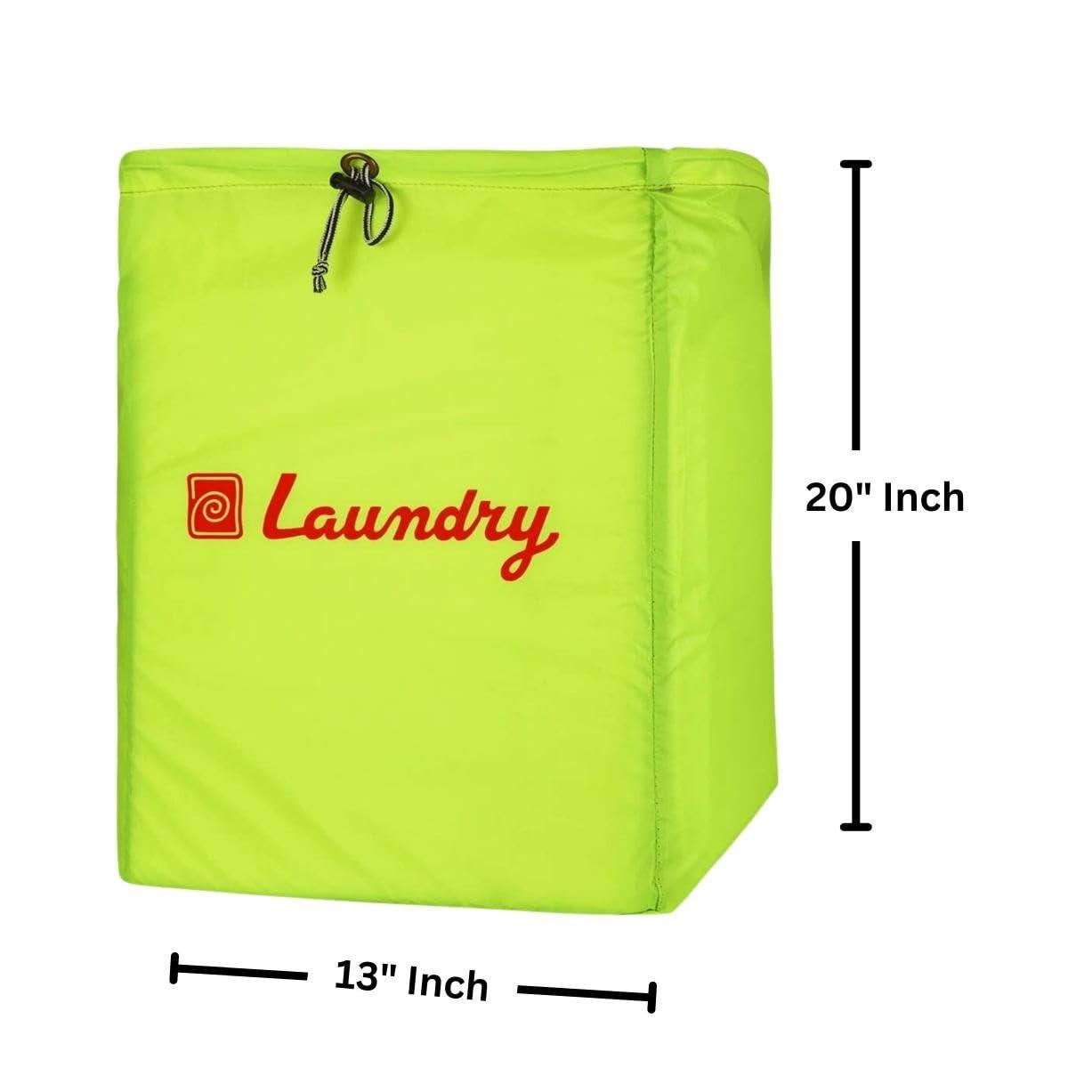 Foldable Laundry Bag with Drawstring, Green, 13x20 Inch – Perfect for Travel and Washing Machine, Single Pack - Singhal Mart