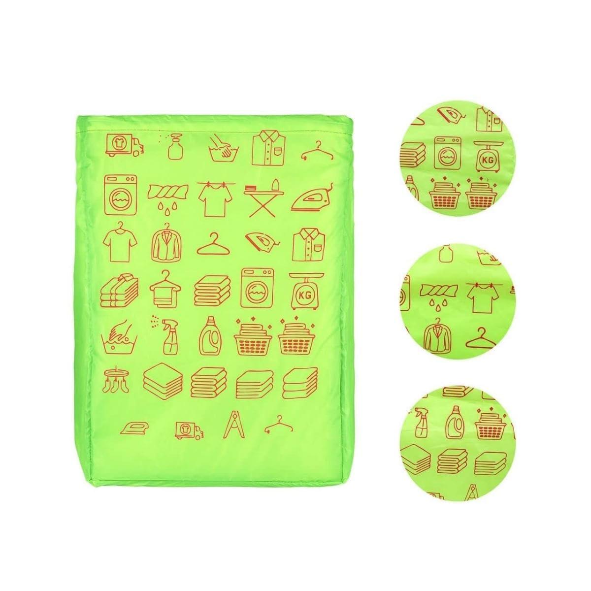 Foldable Laundry Bags with Drawstring, Green, 13x20 Inch – Combo Pack of 3, Great for Travel and Washing Machine Use - Singhal Mart