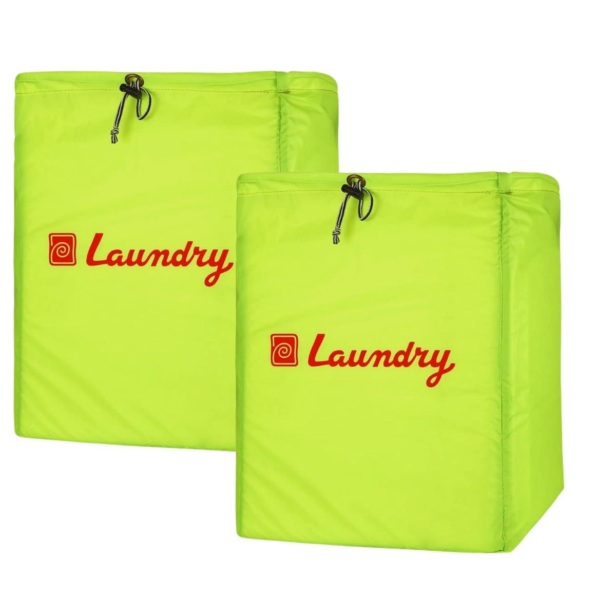 Foldable Laundry Bags with Drawstring, Green, 13x20 Inch – Pack of 2, Perfect for Travel and Washing Machine Use - Singhal Mart