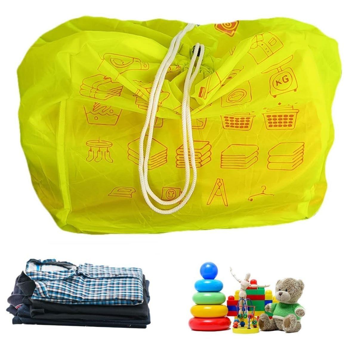 Foldable Laundry Bags with Drawstring, Green, 13x20 Inch – Pack of 2, Perfect for Travel and Washing Machine Use - Singhal Mart