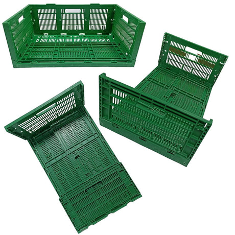 Green Collapsible Storage Crates Plastic Storage Container Foldable Basket Multipurpose size 500 x 325 x 200 mm - Singhal Mart