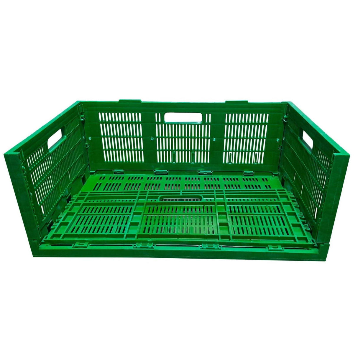 Green Collapsible Storage Crates Plastic Storage Container Foldable Basket Multipurpose size 500 x 325 x 200 mm - Singhal Mart
