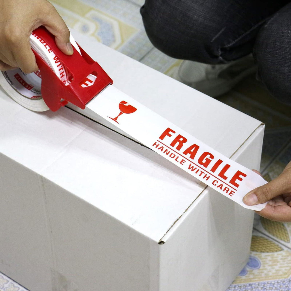 Handle with Care Fragile Packaging with adhesive tape - Singhal Mart