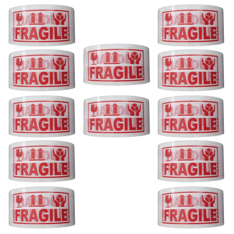 Handle with Care Fragile Tape – 12 Rolls of Printed Packaging Tape, 48mm x 65m Each - Singhal Mart
