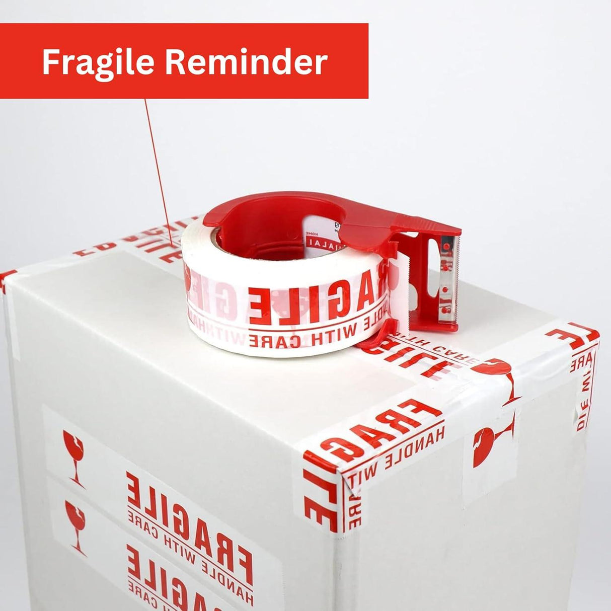 Handle with Care Fragile Tape – 48mm x 65m Roll, Printed Packaging Tape for Secure Handling and Shipping - Singhal Mart