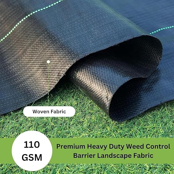 Heavy-Duty Black Garden Weed Control Mat 1x80m, 110 GSM Landscape Fabric for Effective Eco-Friendly Weed Blocking in Gardening - Singhal Mart