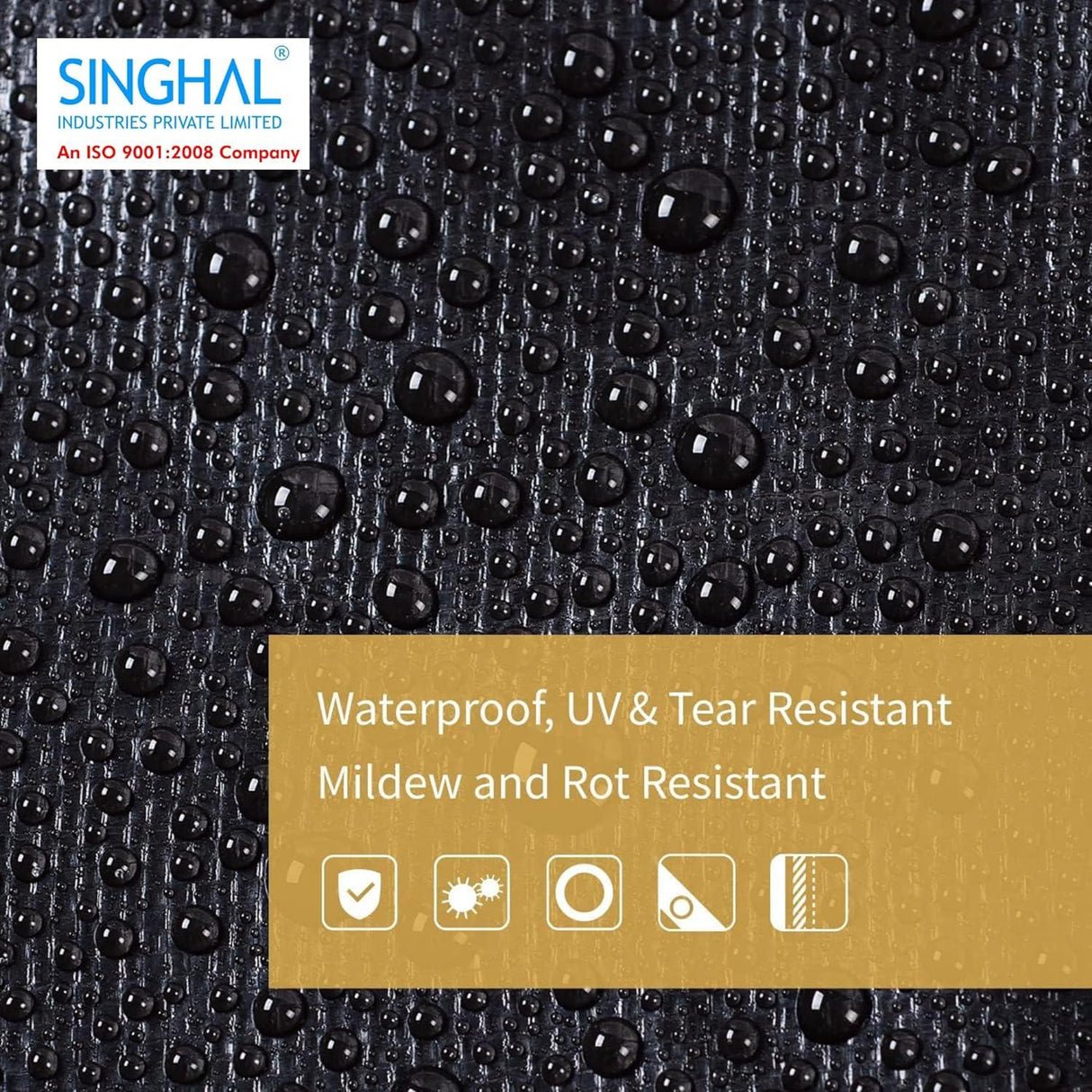Heavy Duty Tarpaulin Sheet Black 170 GSM - Reinforced, UV Resistant, Waterproof - Singhal Mart