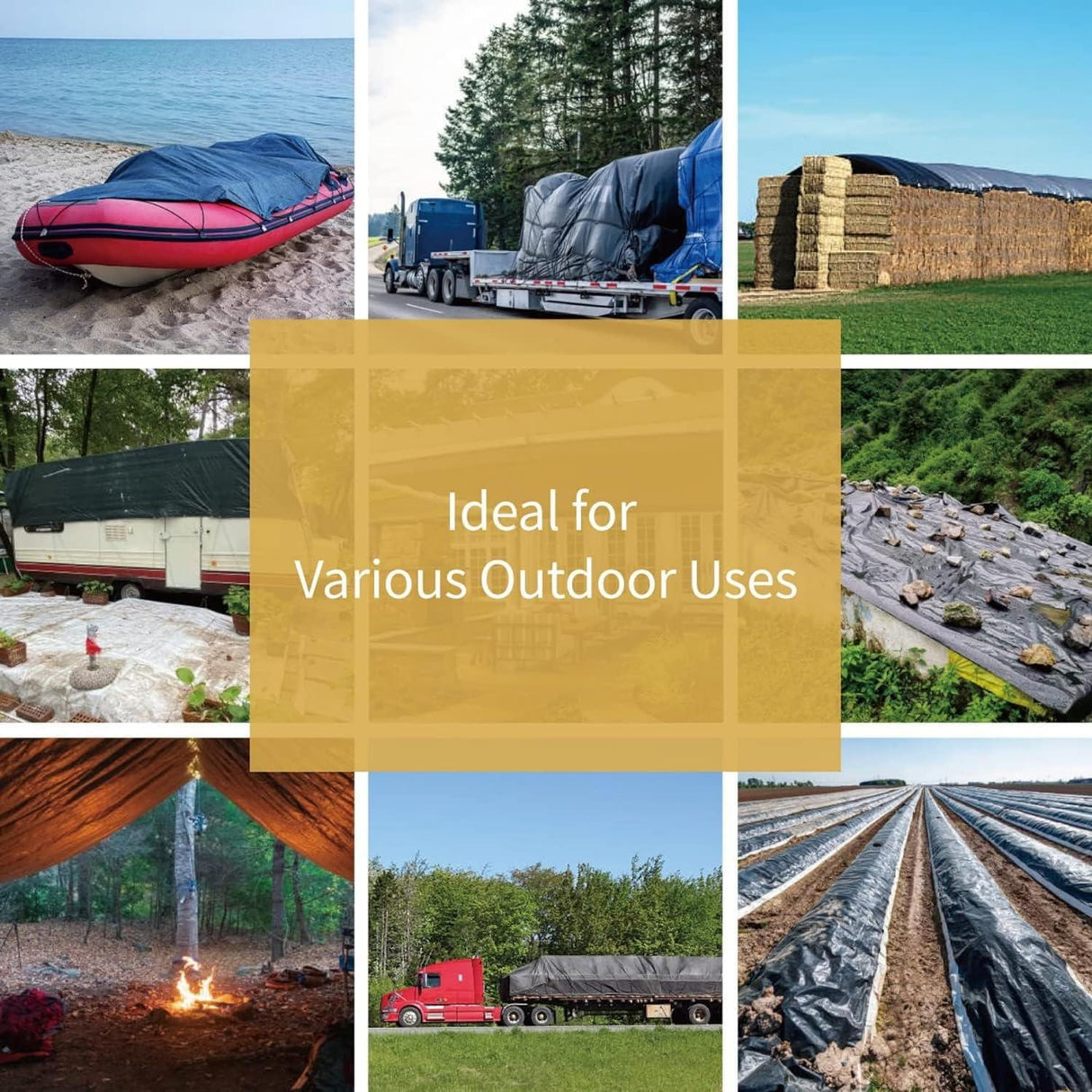 Heavy Duty Tarpaulin Sheet Black 170 GSM - Reinforced, UV Resistant, Waterproof - Singhal Mart