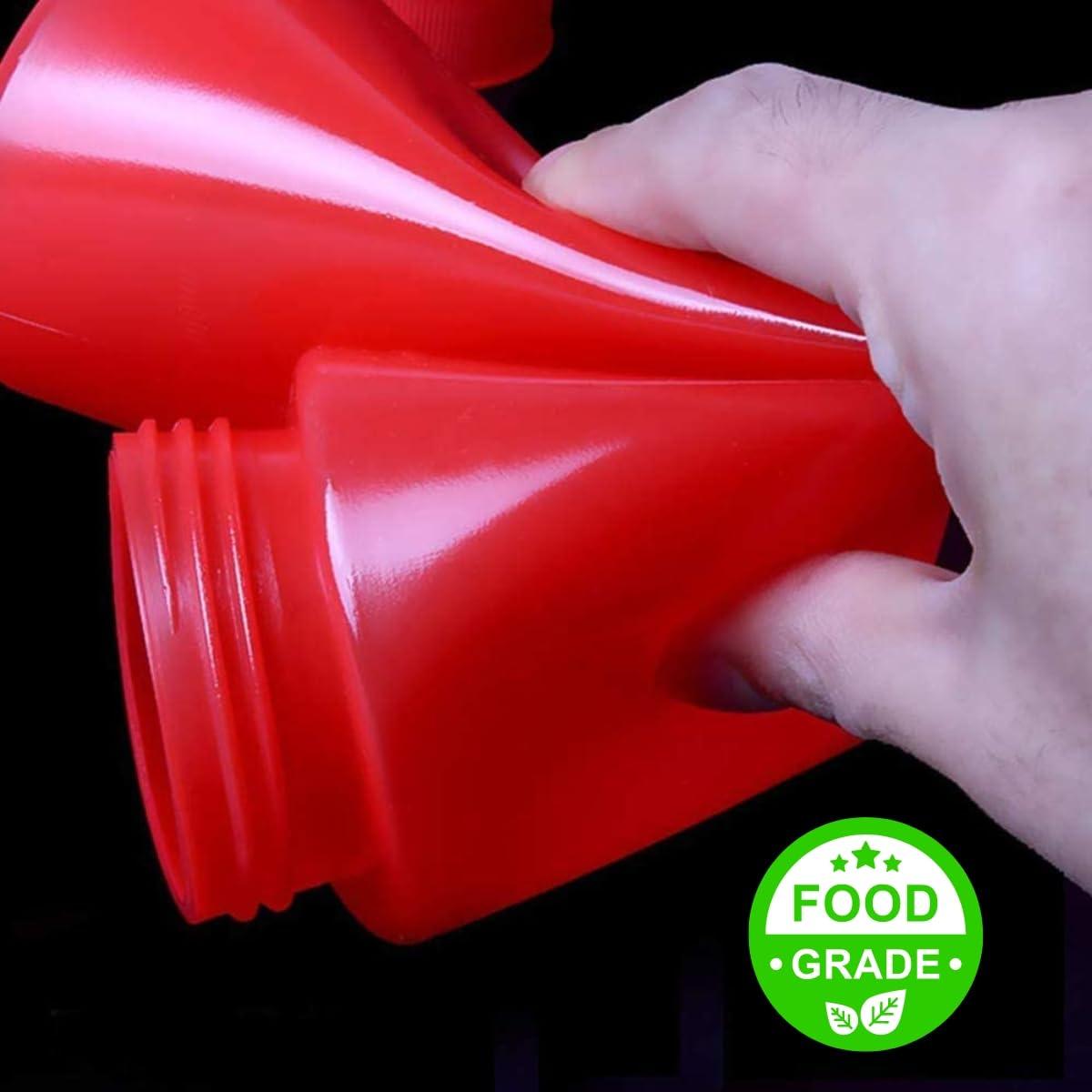 Ketchup Dispenser Bottle, 360 ML Red with Cap – Plastic Squeeze Bottle for Mustard and Sauce, Perfect for Home Dining, Cafes, and Restaurants - Singhal Mart