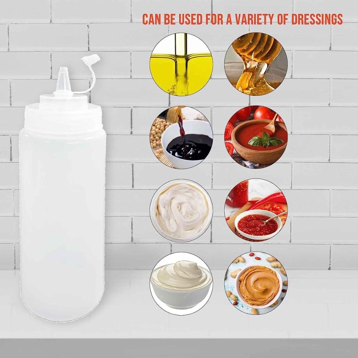Ketchup Dispenser Bottle, 360 ML White with Cap – Plastic Squeeze Bottle for Mustard and Sauces, Perfect for Home, Dining Tables, and Cafes - Singhal Mart