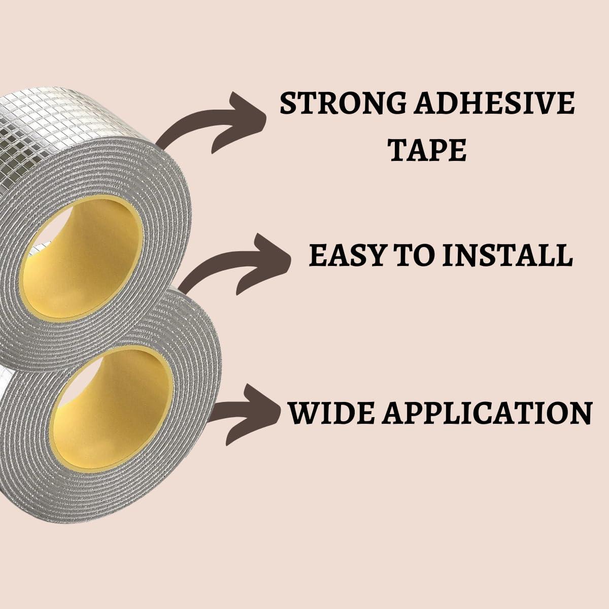 Leakage Repair Waterproof Tape – 5CM x 5M. Aluminum Foil and Butyl Rubber Tape for Pipe and Roof Water Leakage Solutions, Adhesive Sealing - Singhal Mart