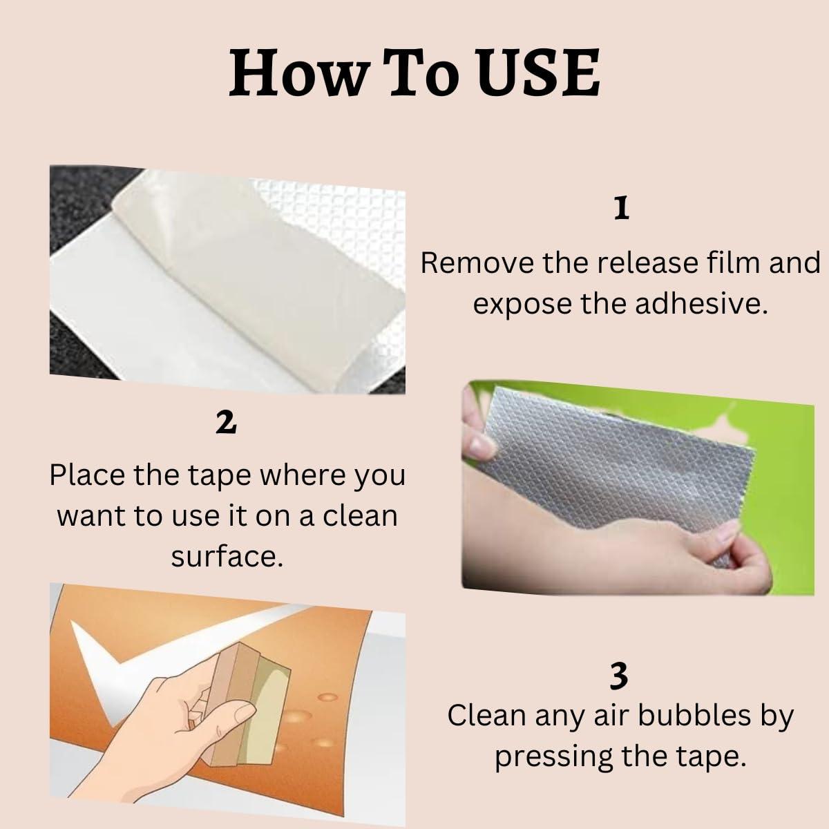 Leakage Repair Waterproof Tape – 5CM x 5M. Aluminum Foil and Butyl Rubber Tape for Pipe and Roof Water Leakage Solutions, Adhesive Sealing - Singhal Mart