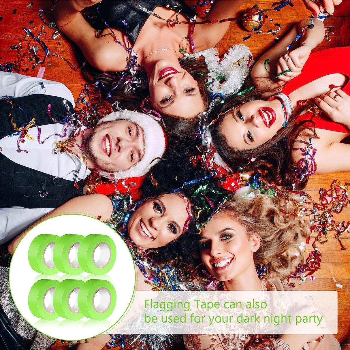 Lime Flagging Tape, 1 Inch Wide, 150 Feet Long | Pack of 6 Rolls for Marking and Flagging | Highly Visible for Various Areas - Singhal Mart