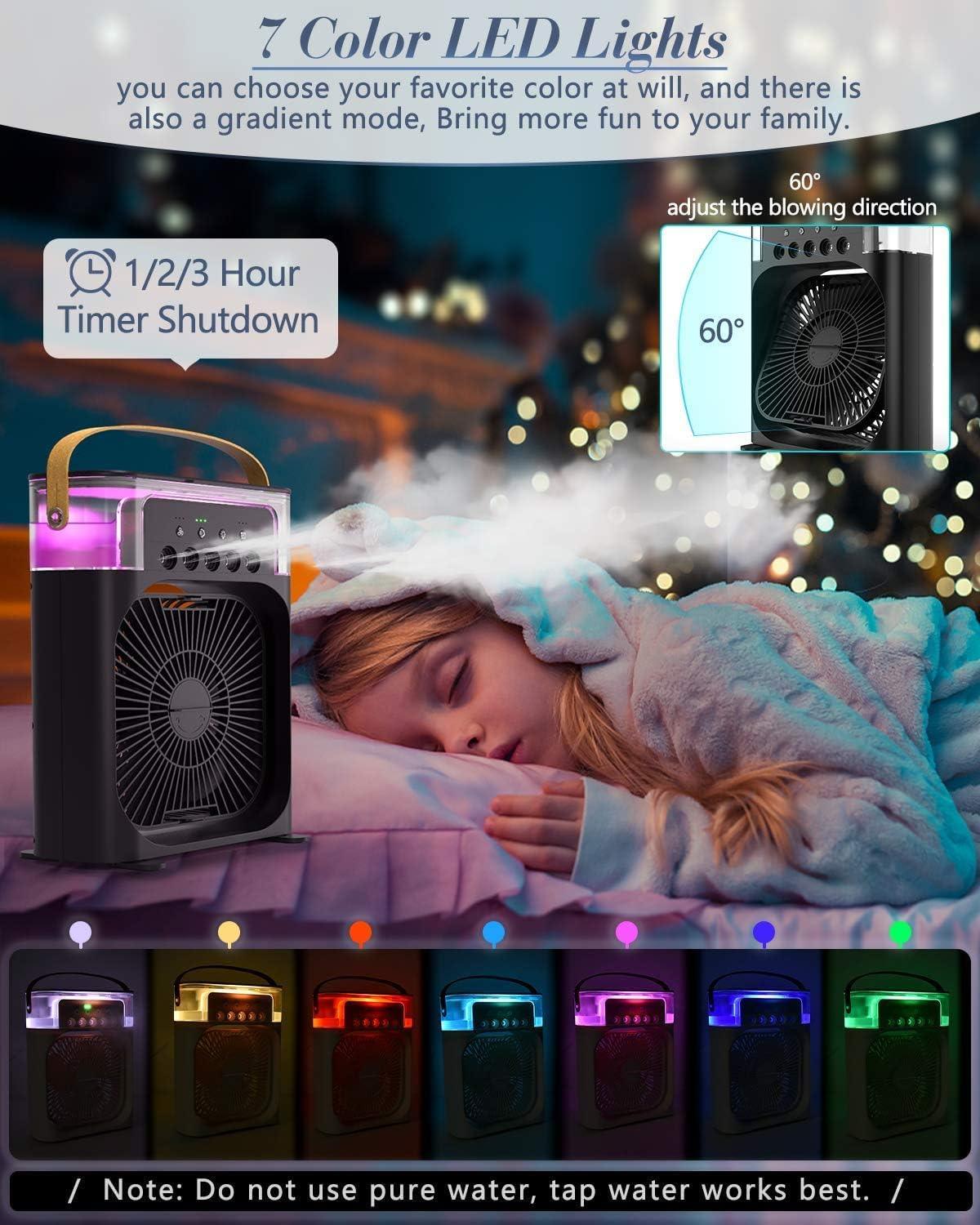 Mini Cooler for Room Cooling - Portable Air Cooler, 3 in 1 Home and Office Air Conditioner - Compact size with 7 color LED Light - Singhal Mart