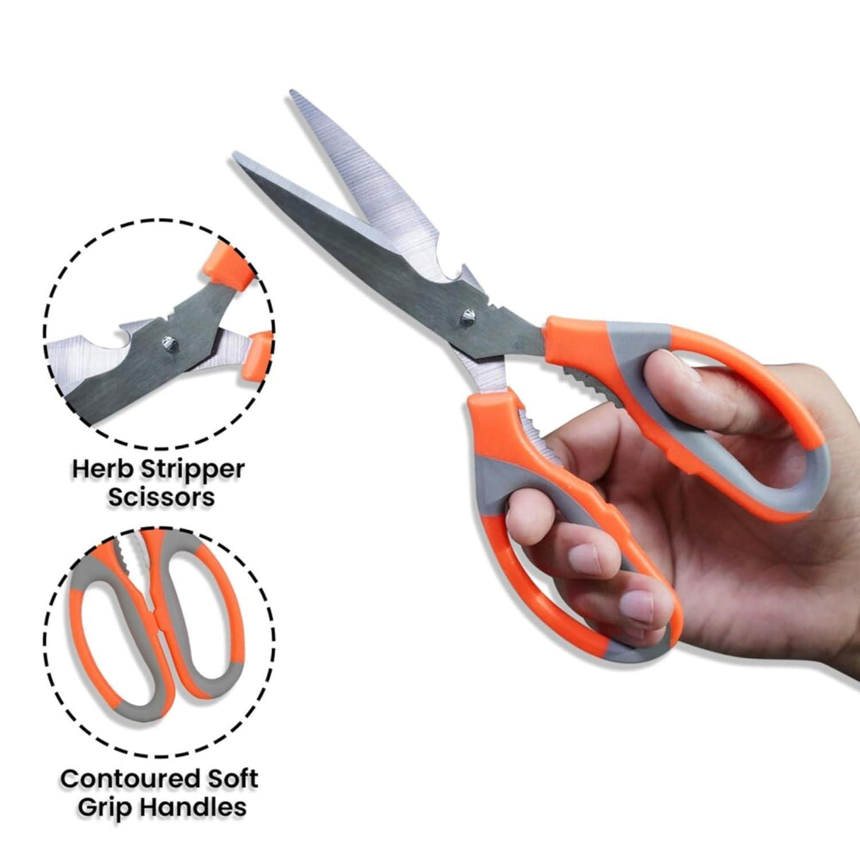 Multipurpose Kitchen Scissors – High-Grade Stainless Steel Blades for Home and Gardening. Precision Ground Edge for Versatile Use (1) - Singhal Mart