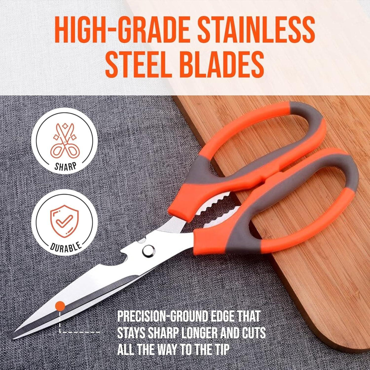 Multipurpose Kitchen Scissors – High-Grade Stainless Steel Blades for Home and Gardening. Precision Ground Edge for Versatile Use, Pack of 2 - Singhal Mart