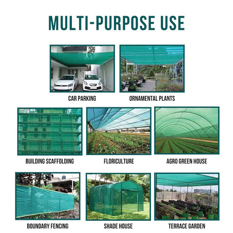 Multipurpose Shade Net/Agro Net/Green Net/House Net, Superior 90% UV Protection for Terrace, Garden, Green House, Balcony and Gardening - Singhal Mart