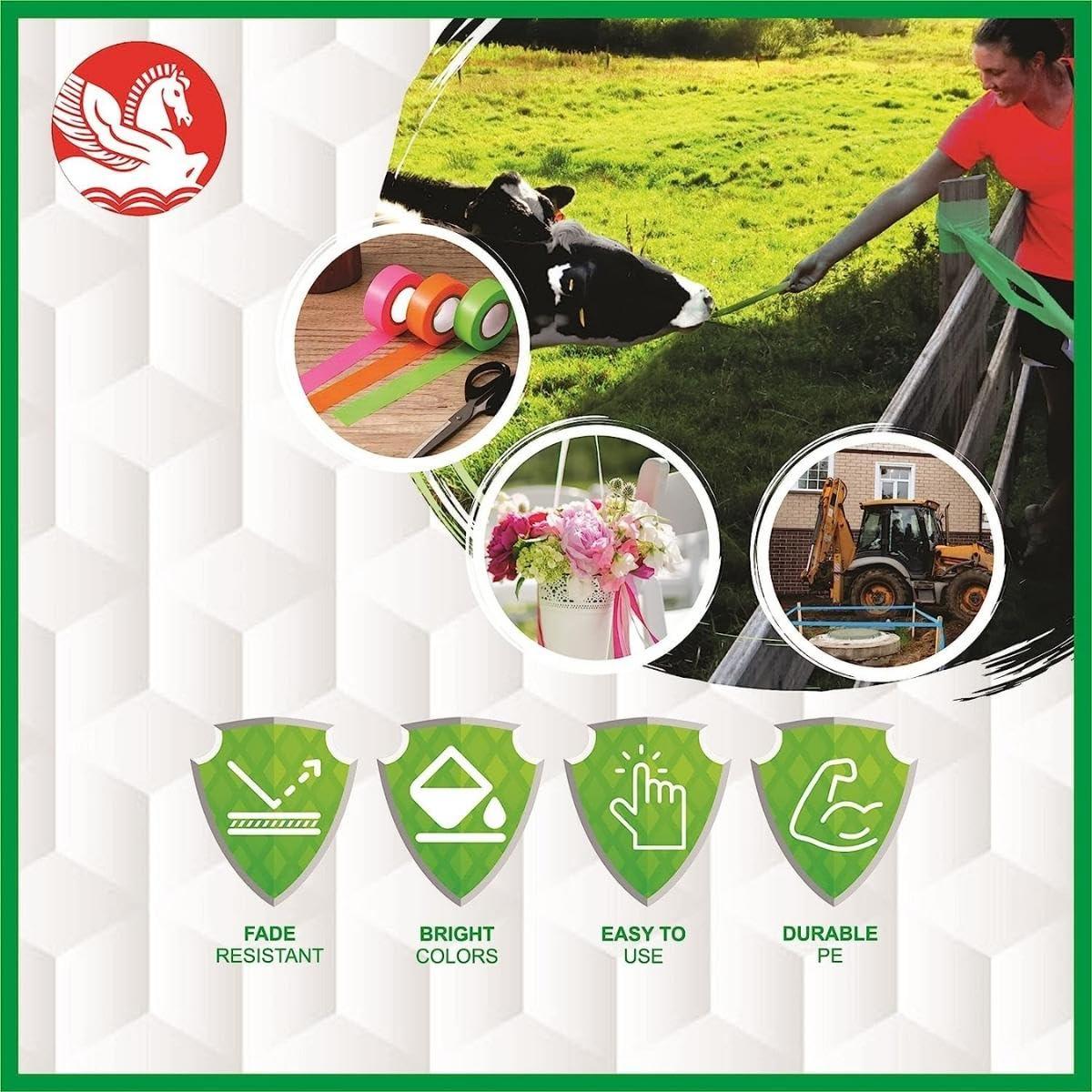 Orange Flagging Tape, 1 Inch Wide, 150 Feet Long | Pack of 6 Rolls for Marking and Flagging | Highly Visible for Various Areas - Singhal Mart