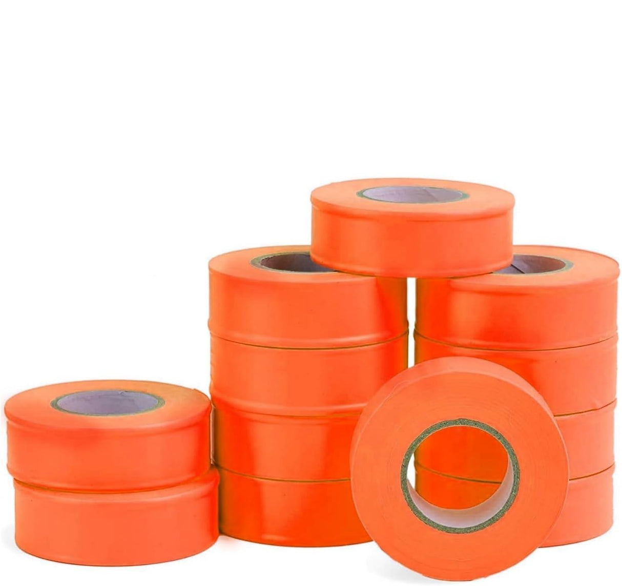 Orange Flagging Tape, 1 Inch Wide, 300 Feet Long | Highly Visible for Marking and Flagging | Combo Pack of 6 Rolls - Singhal Mart