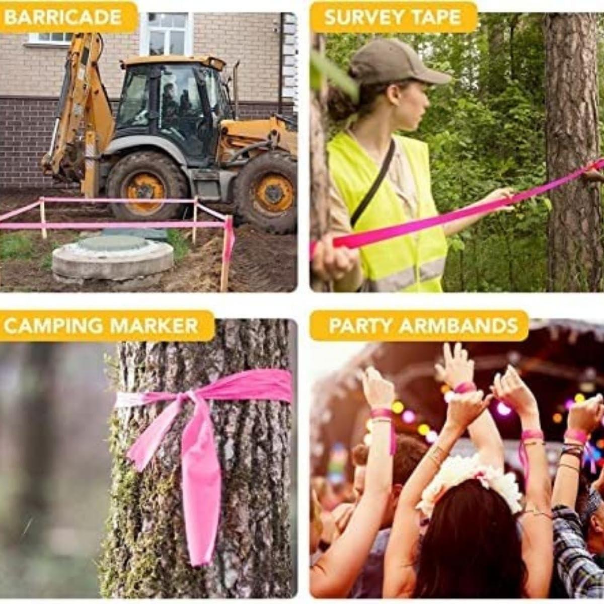 Orange Flagging Tape, 1 Inch Wide, 300 Feet Long | Highly Visible for Marking and Flagging | Combo Pack of 6 Rolls - Singhal Mart