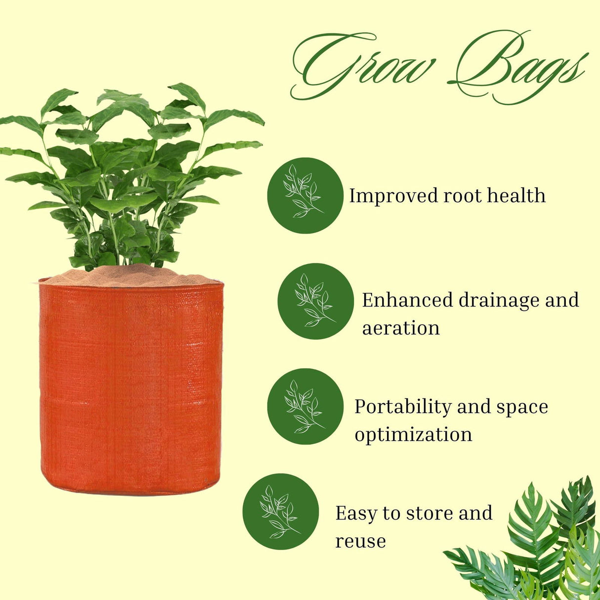 Orange Grow Bags Size 9x9  to 24x24 Inch - Singhal Mart