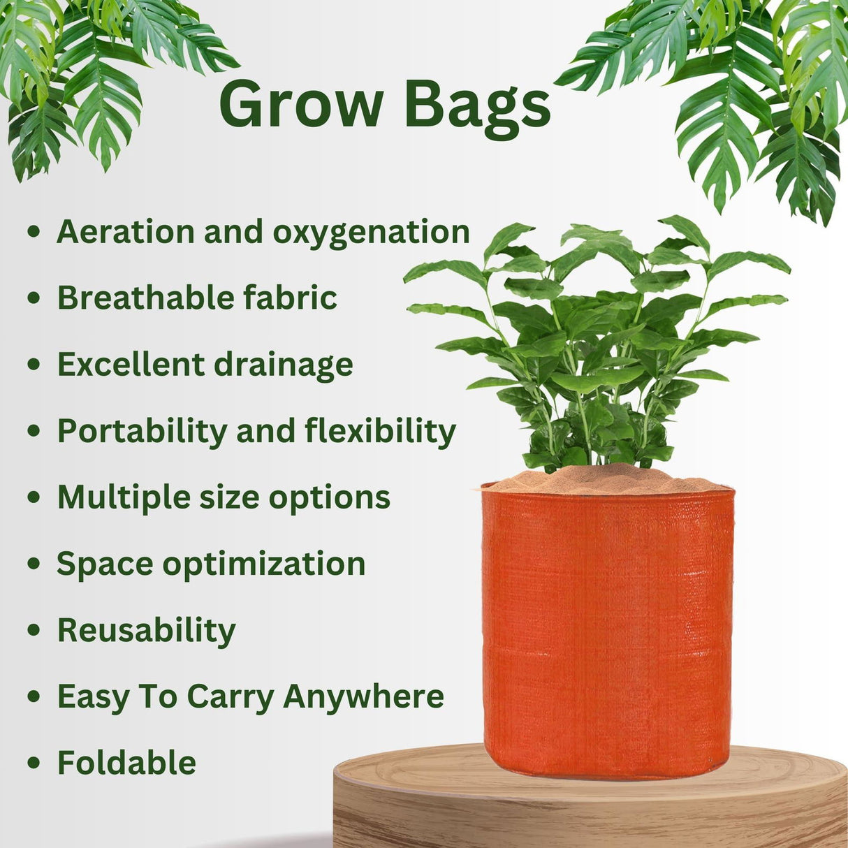 Orange Grow Bags Size 9x9  to 24x24 Inch - Singhal Mart