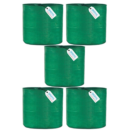 Pack of 5 15x18 Inch HDPE UV-Protected Round Grow Bags – Green Color for Terrace and Vegetable Gardening - Singhal Mart