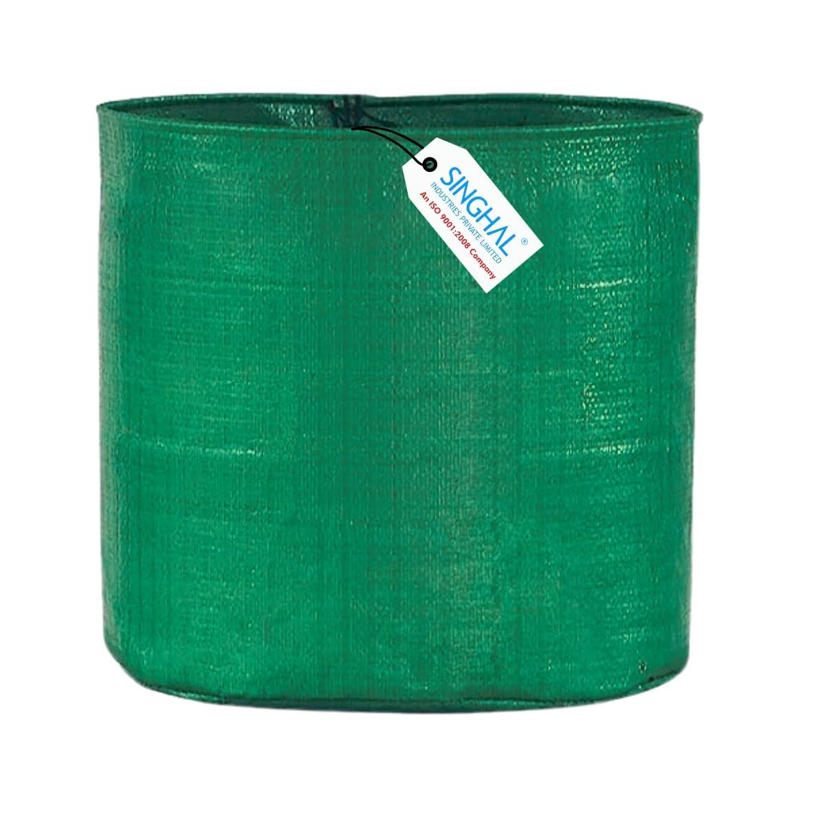 Pack of 5 Green 9x12" HDPE UV-Resistant Round Plant Grow Bags by Singhal – Ideal for Terrace & Vegetable Gardening - Singhal Mart