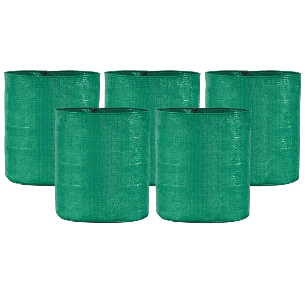 Pack of 5 Green SINGHAL HDPE UV-Protected Round Grow Bags (24x24 Inches) – Ideal for Terrace & Veggie Gardens - Singhal Mart