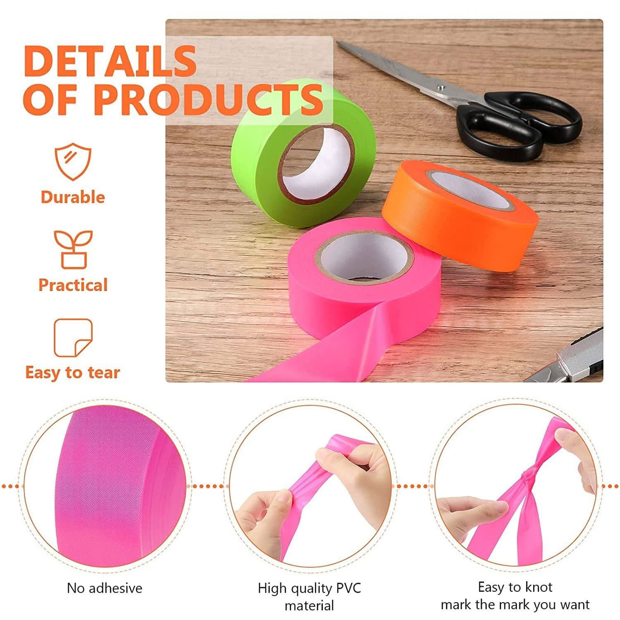 Party Decoration Ribbon 6 pcs each 1.5 Inch,x45 Meter - Singhal Mart