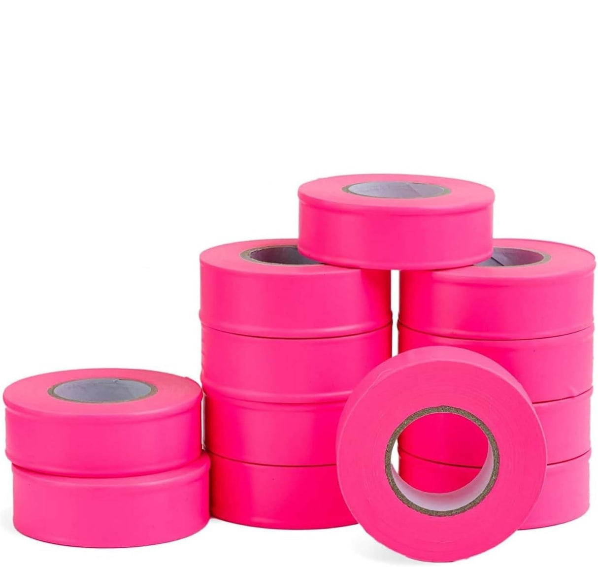 Pink Flagging Tape, 1 Inch Wide, 300 Feet Long | Highly Visible for Marking and Flagging | Combo Pack of 6 Rolls - Singhal Mart