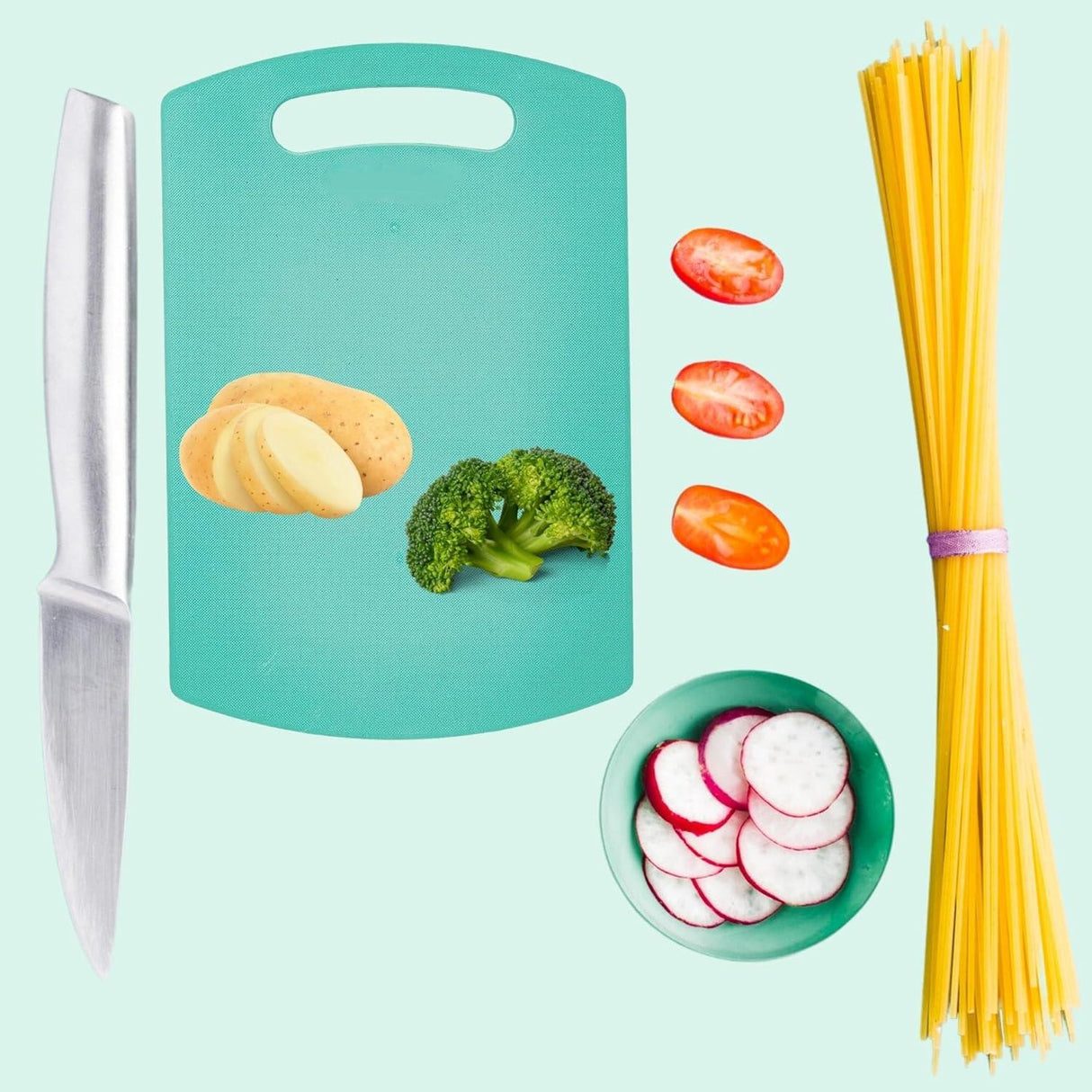 Plastic Cutting Board with Handle – Premium-Grade for Kitchen Use, Food Safe & BPA-Free, Dishwasher Safe – Medium Green, Pack of 2 - Singhal Mart