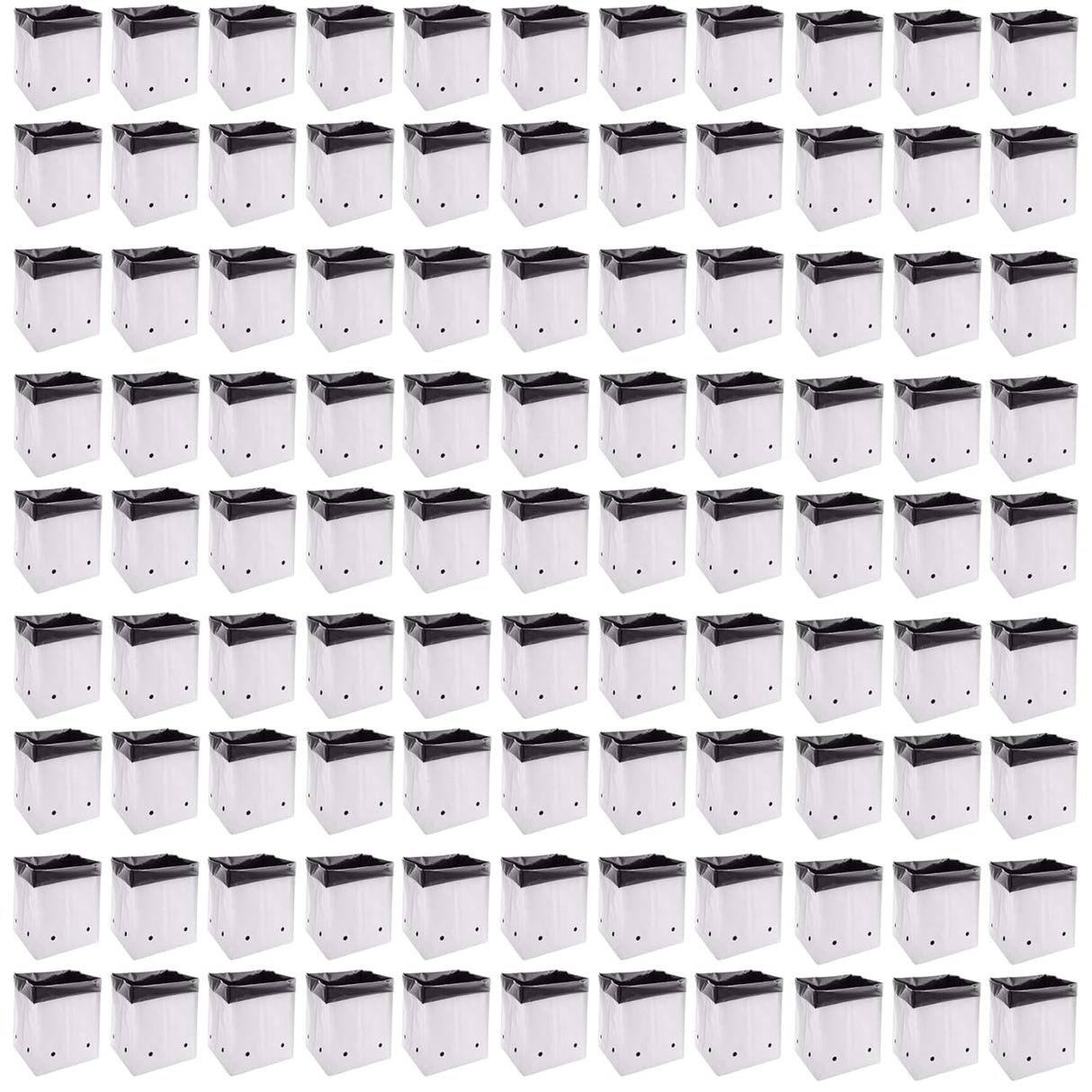 Poly Grow Bags - 100 pcs, 24x24x40 cm, White Outside, Black Inside. Perfect for growing vegetables and flowering plants. Durable and spacious for all needs. - Singhal Mart