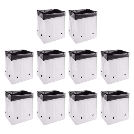 Poly Grow Bags - 10 pcs, 24x24x40 cm, White Outside, Black Inside. Perfect for growing vegetables and flowering plants. Durable and effective - Singhal Mart