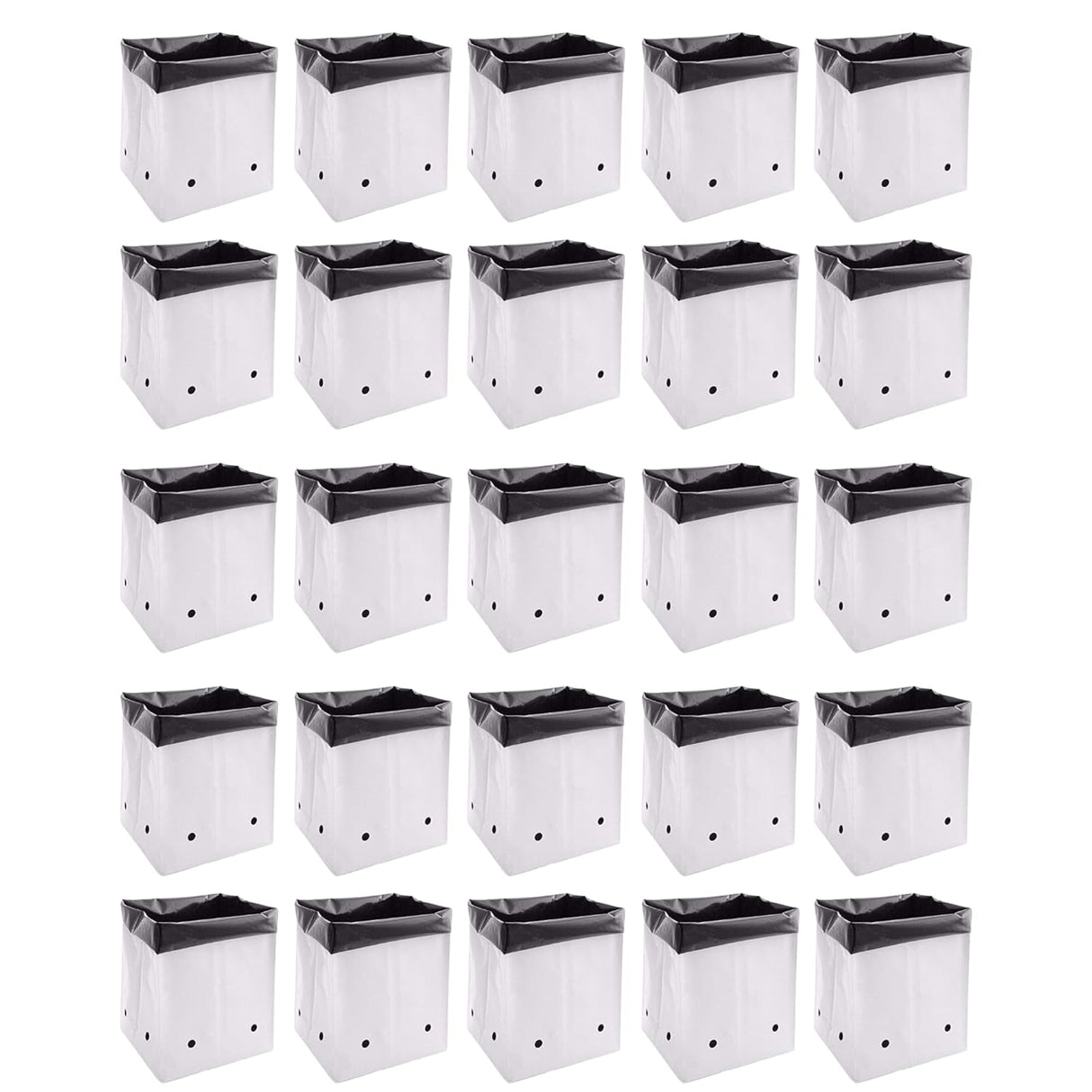 Poly Grow Bags - 30 pcs, 24x24x40 cm, White Outside, Black Inside. Perfect for vegetables and flowering plants. Durable and spacious for all gardening needs - Singhal Mart