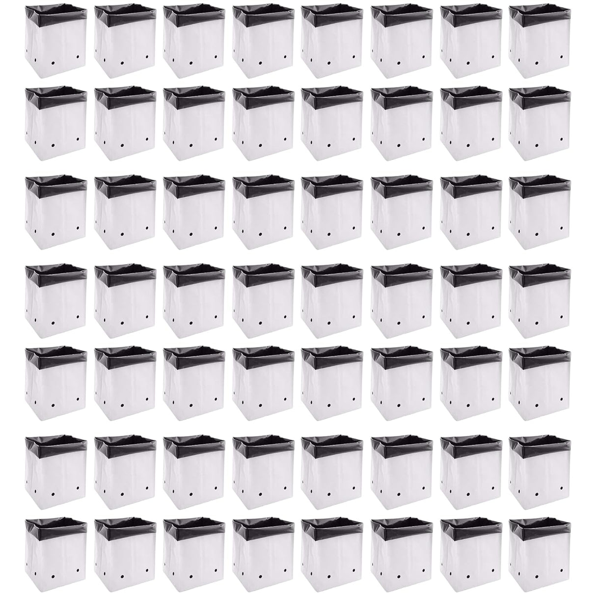 Poly Grow Bags - 50 pcs, 24x24x40 cm, White Outside, Black Inside. Perfect for growing vegetables and flowering plants. Durable and spacious for all needs - Singhal Mart