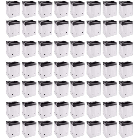 Poly Grow Bags - 50 pcs, 24x24x40 cm, White Outside, Black Inside. Perfect for growing vegetables and flowering plants. Durable and spacious for all needs - Singhal Mart