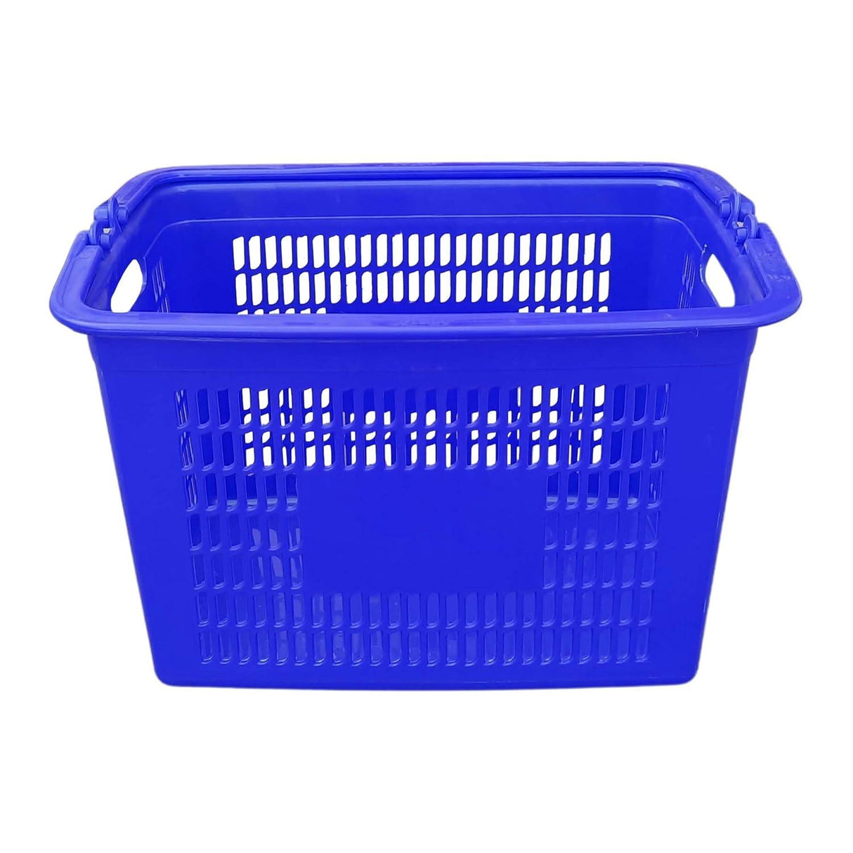 Portable Rectangular Plastic Shopping Basket with Handle – Blue, Perfect for Grocery and Vegetable Shopping, Durable and Convenient - Singhal Mart