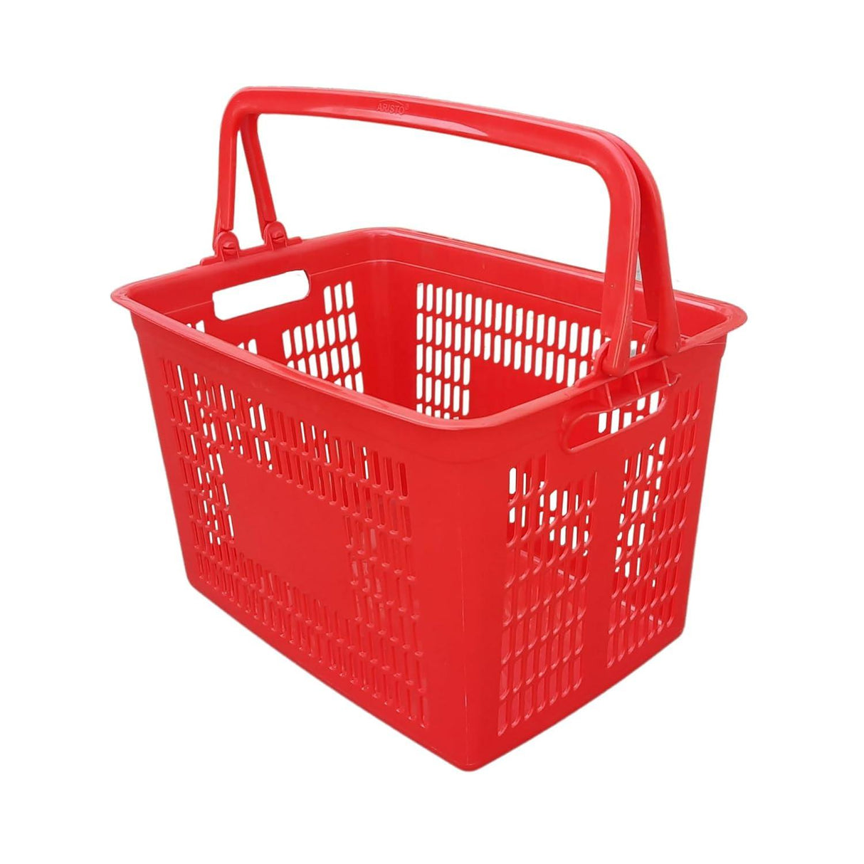 Portable Rectangular Plastic Shopping Basket with Handle – Red, Perfect for Grocery and Vegetable Shopping, Durable and Convenient - Singhal Mart