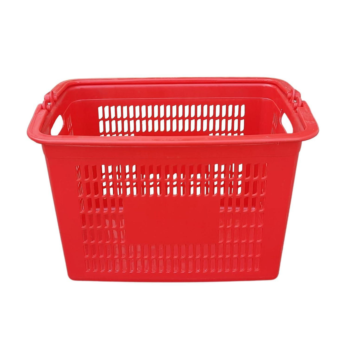 Portable Rectangular Plastic Shopping Basket with Handle – Red, Perfect for Grocery and Vegetable Shopping, Durable and Convenient - Singhal Mart