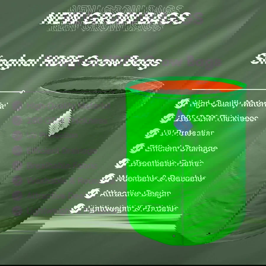 Premium 260 GSM Green HDPE UV-Protected Round Grow Bags for Durable Terrace and Vegetable Gardening - Reliable for All Plants! - Singhal Mart